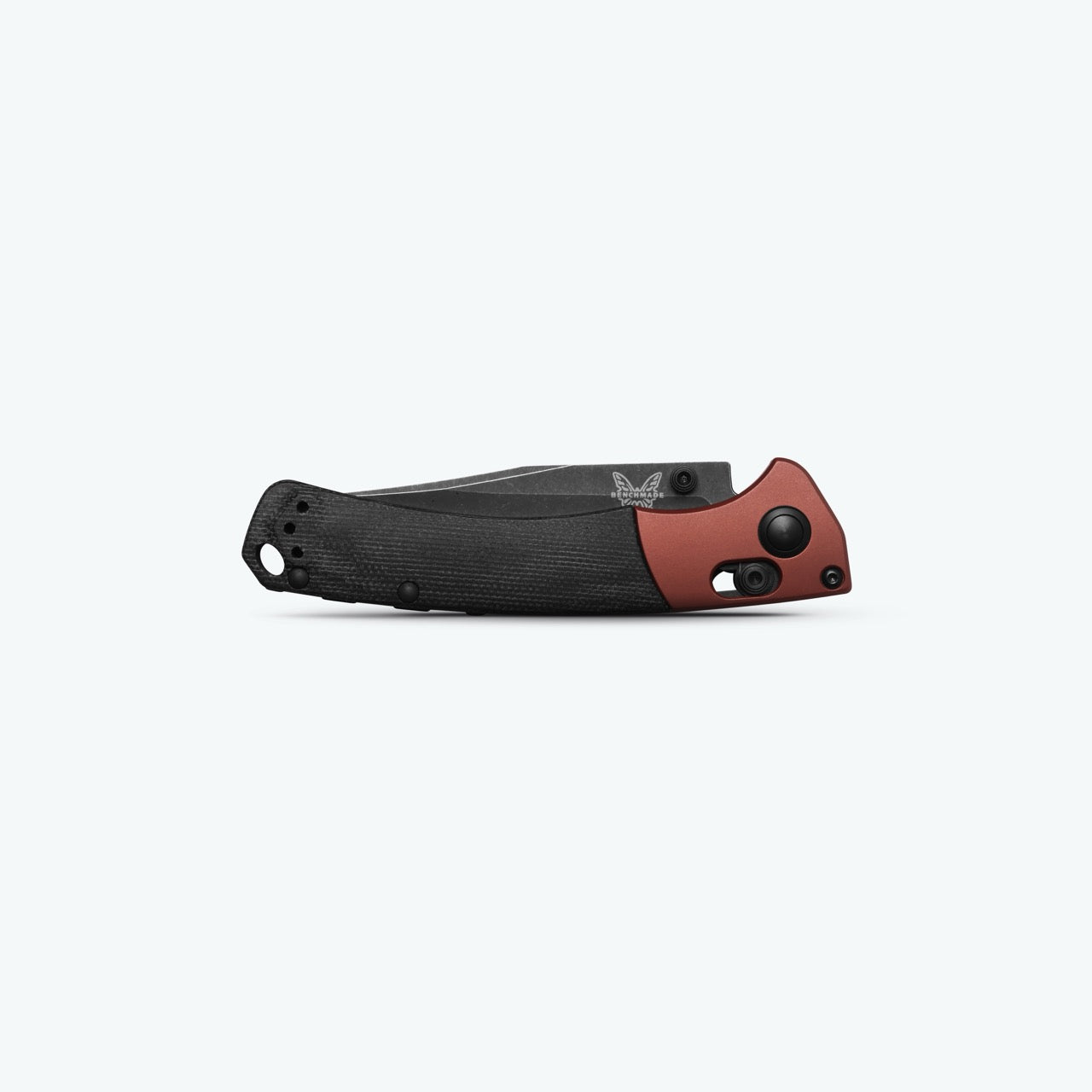Benchmade Mini Crooked River Knife – Burnt Copper Aluminum Bolsters, Black Canvas Micarta Handle, DLC MagnaCut Clip-Point Blade, AXIS Lock – Made in USA (15085BK-04)