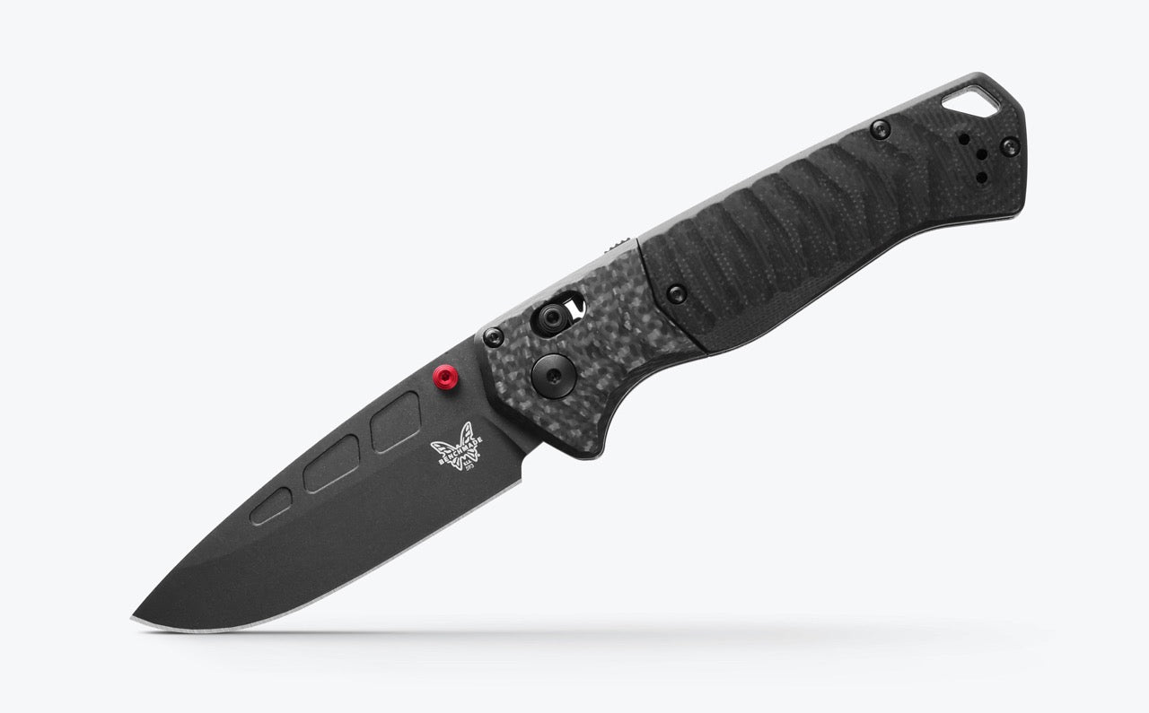 Benchmade P.S.K. 3.45" AXIS Assist – Carbon Fiber & Black G10, MagnaCut Black Cerakote, Ferro Rod Choil – Made in USA (593BK-01)