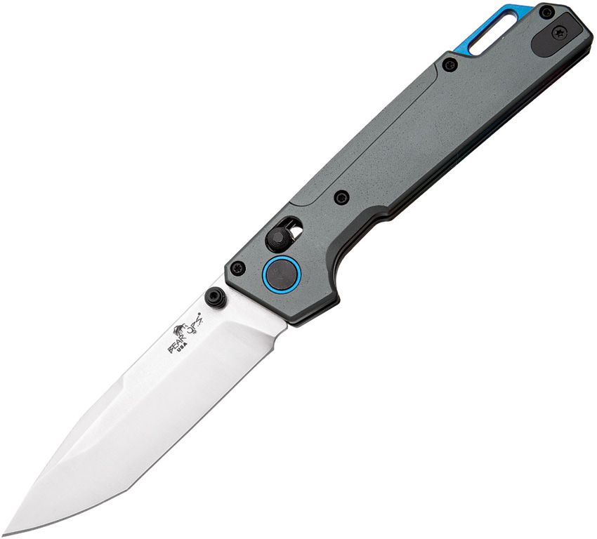 Nekama - Slide Lock – Gray Aluminum Handle, 3.25″ Satin Tanto Blade (BCMC1000ALGYS) - Made in USA