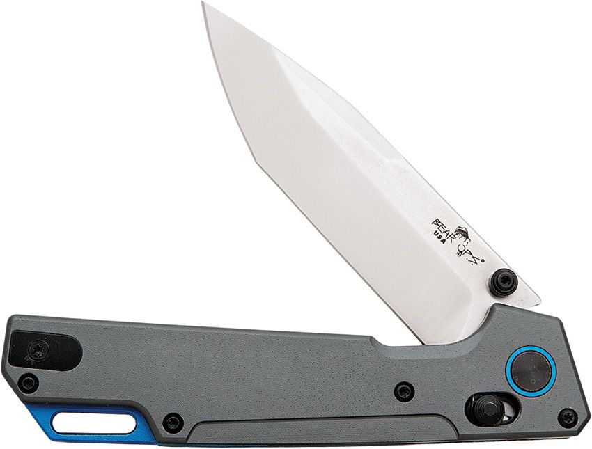 Nekama - Slide Lock – Gray Aluminum Handle, 3.25″ Satin Tanto Blade (BCMC1000ALGYS) - Made in USA