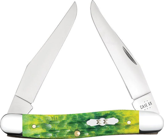 Muskrat Pocket Knife – Green Apple Jigged Bone Handle, Dual Clip Blades (CA27866)