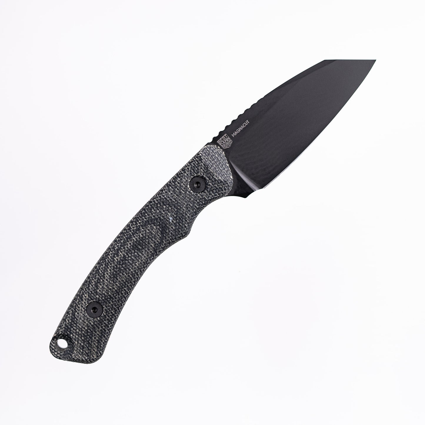Redhawk Fixed Blade – Black Cerakote MagnaCut Reverse Tanto, 3D Contoured Micarta Handles, Leather Sheath – Made in USA