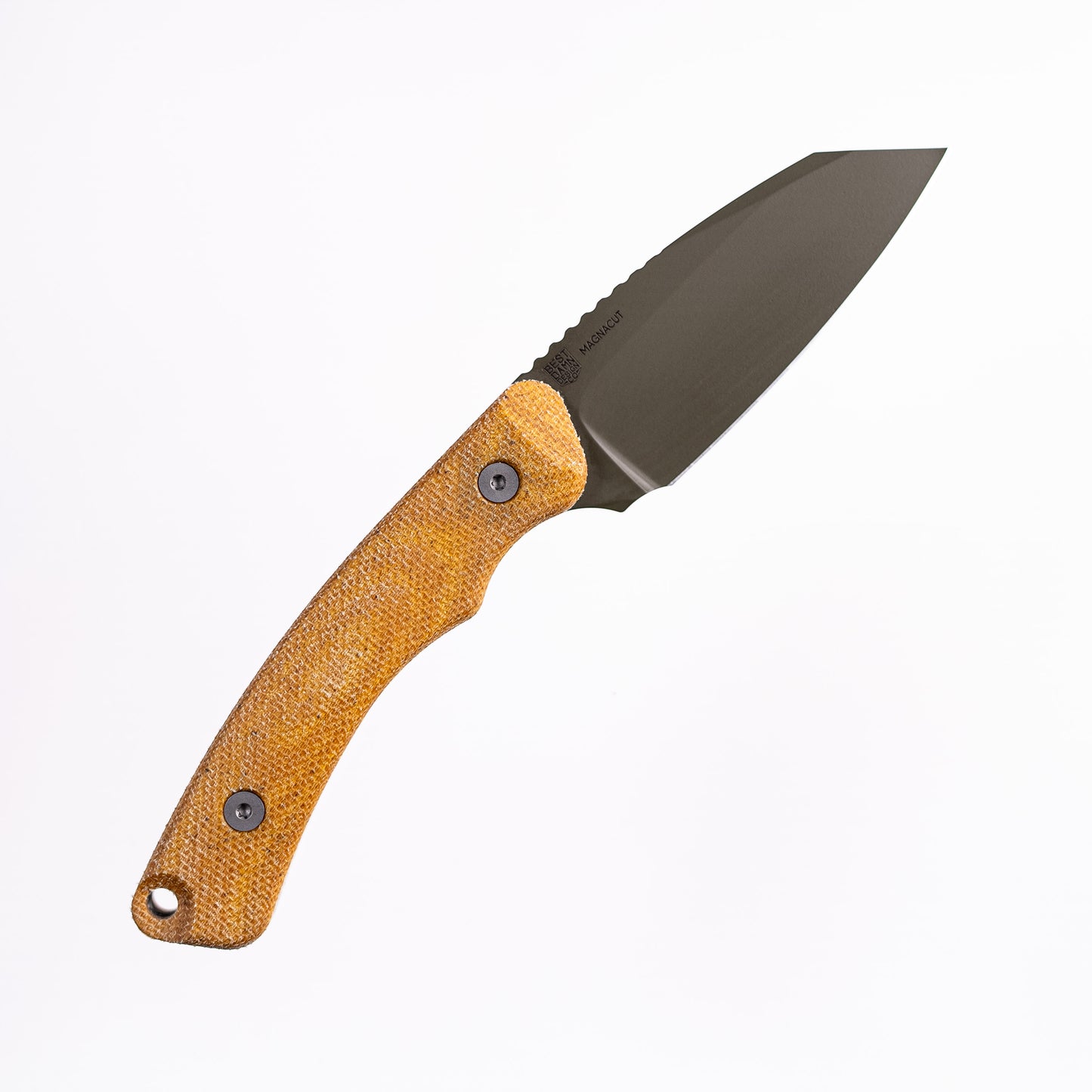 Redhawk Fixed Blade – Green Cerakote MagnaCut Reverse Tanto, 3D Contoured Micarta Handles, Leather Sheath – Made in USA