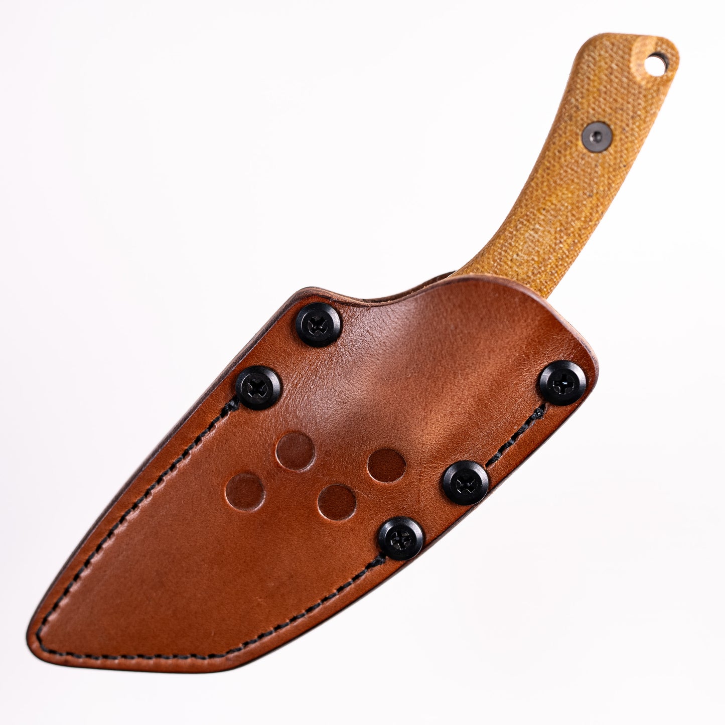 Redhawk Fixed Blade – Green Cerakote MagnaCut Reverse Tanto, 3D Contoured Micarta Handles, Leather Sheath – Made in USA