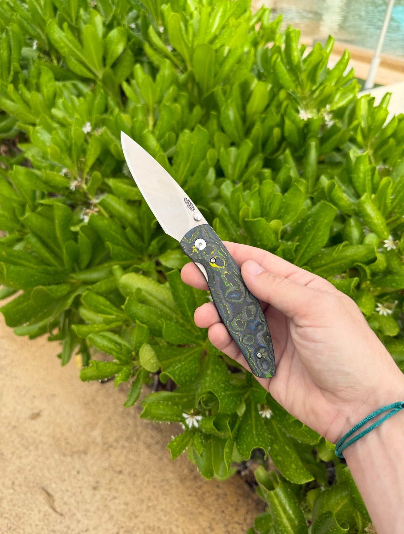 TRM Atom Linerlock – Gecko Camo Carbon 3D Smooth, Custom Hollow‑Ground 20CV Blade – Made in USA