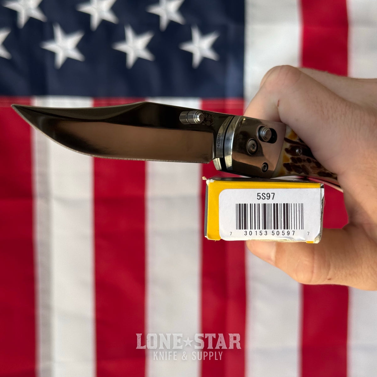 The Back Door: Used - Bear & Son 5S97 Professional Lockback 3.75" Clip Point, High Carbon Stainless, Leather Sheath - Made in USA