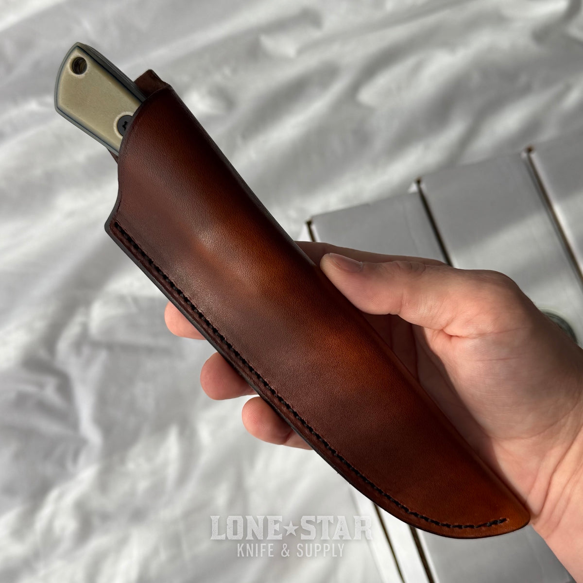 Shady Grady EDC Drifter Fixed Blade - O1 Darkened Stonewash, Paper Micarta, Leather Sheath - Made in USA (SG-DRIFTER-O1-PAPERMIC)