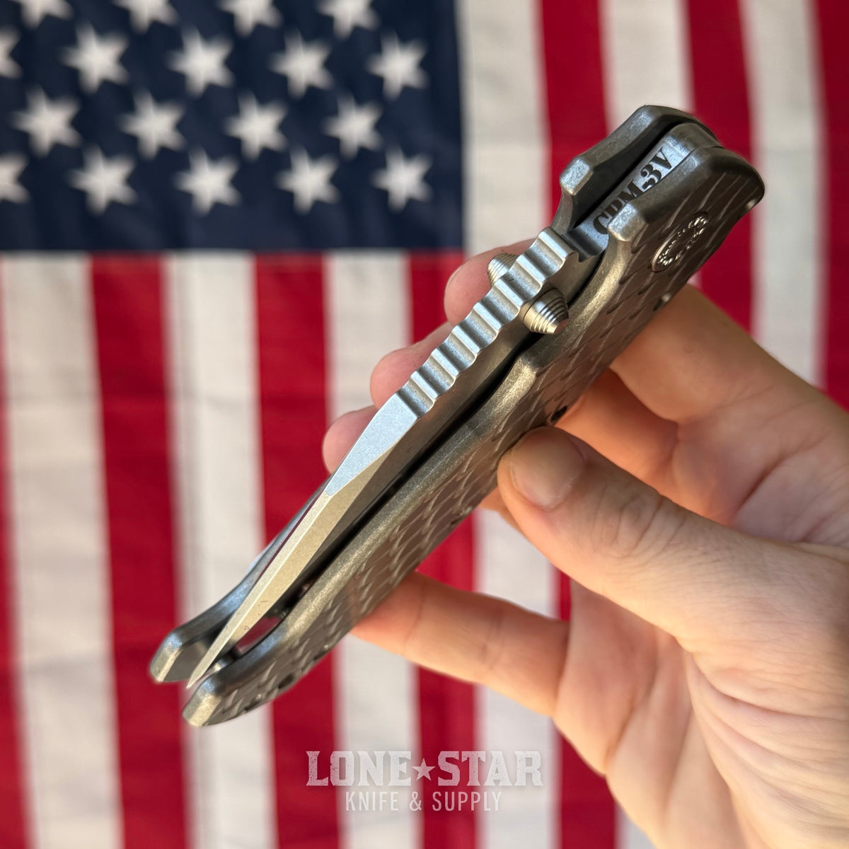 Demko AD20 XXX - 4" CPM-3V Clip Point, Dragon Scale Titanium, Shark-Lock - Made in USA (DEMKO-AD20XXX-DSTI)