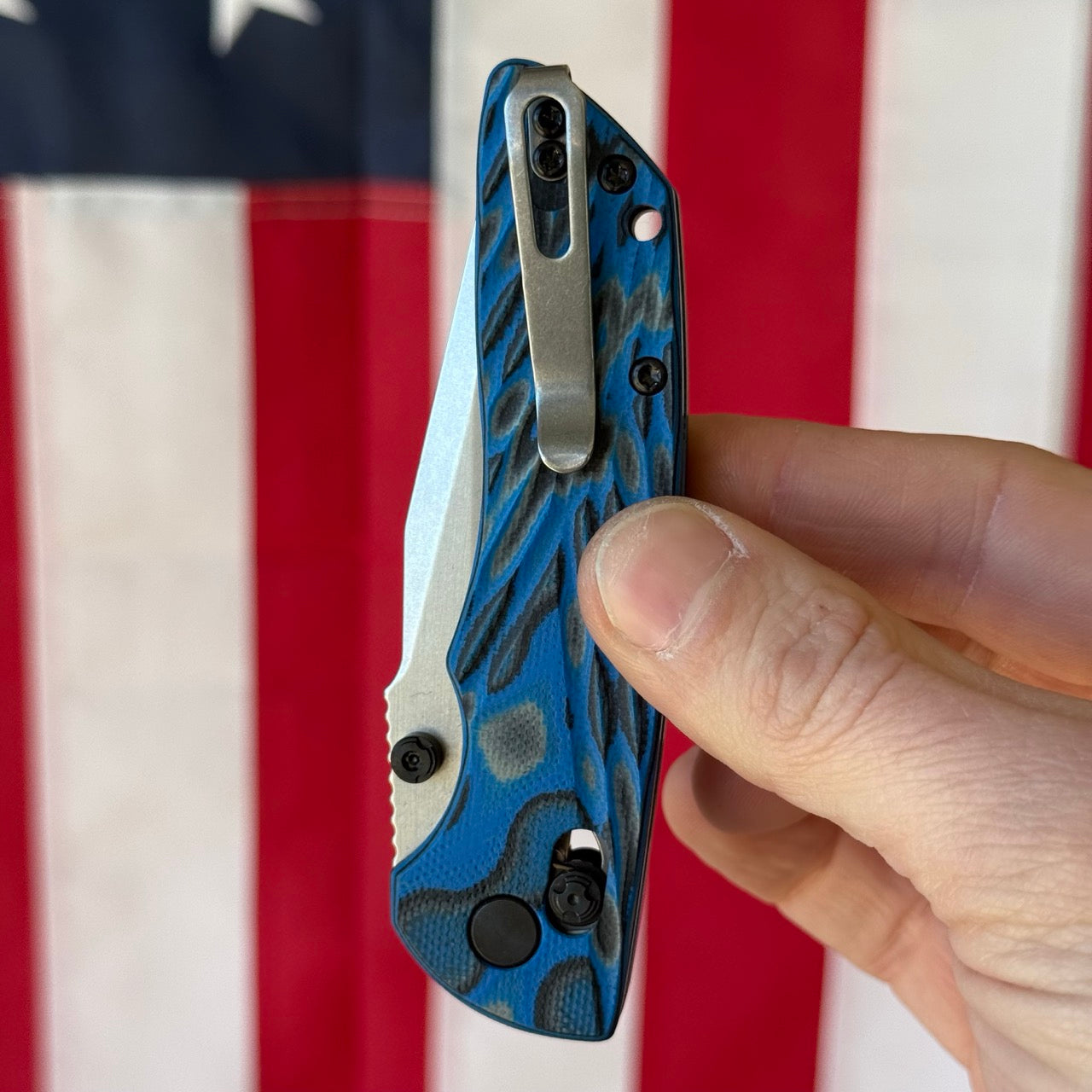 Hogue Deka 3.25″ Clip Point Knife, G-Masculus Blue Lava G10, CPM MagnaCut Blade, Made in USA (24273)