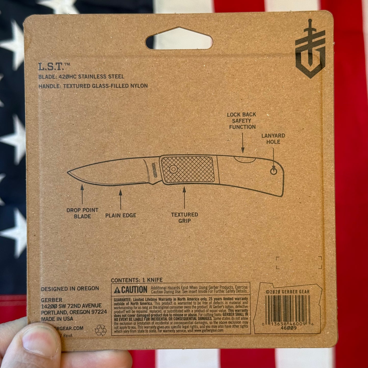 Gerber LST Lockback Black Knife, 2.5″ Drop Point Blade, Lightweight EDC – Made in USA (G46009N)