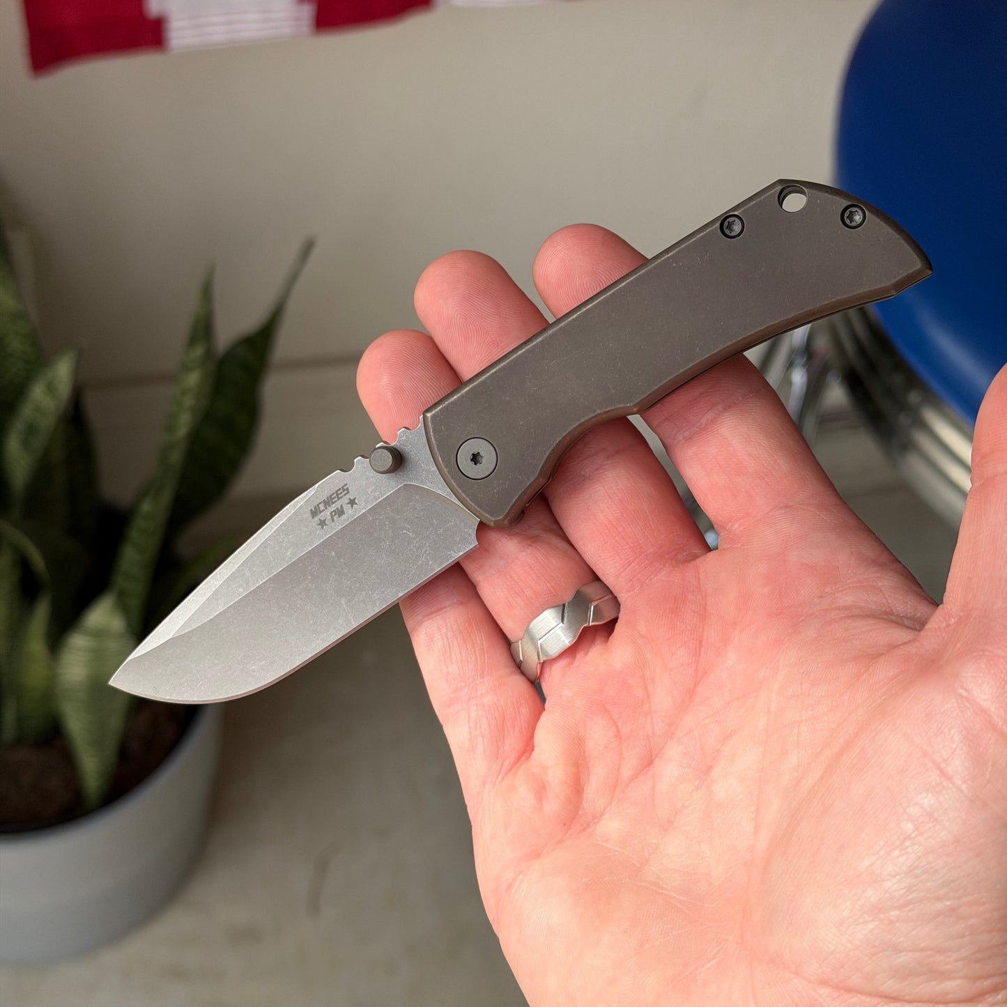 McNees PM MAC 2 (GEN 2) – 3″ Blade, Bronze Anodized Titanium, Atomic Stonewashed Blade, Stonewashed Hardware – Made in USA (Model 2458)