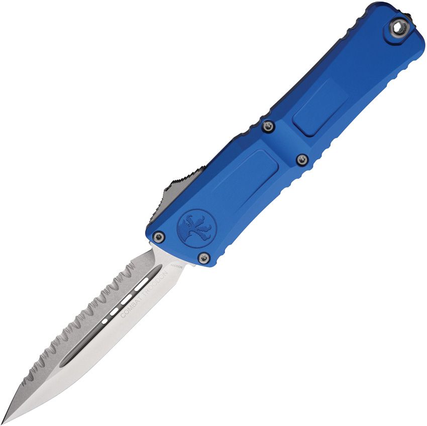 Combat Troodon Gen III D/E OTF Knife Blue Aluminum (3.8" SW Full Serr)
