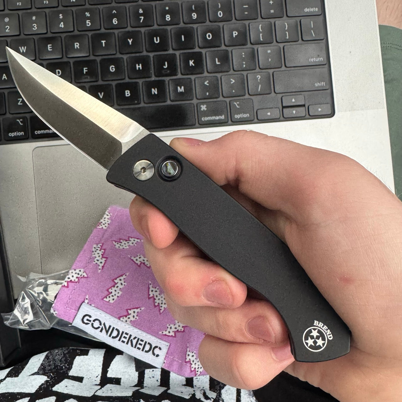 Pro-Tech Brend Auto – Black Solid Aluminum, 154CM Satin Blade, Abalone Button – Serialized/200 – Made in USA (BSA26.Brend.1)