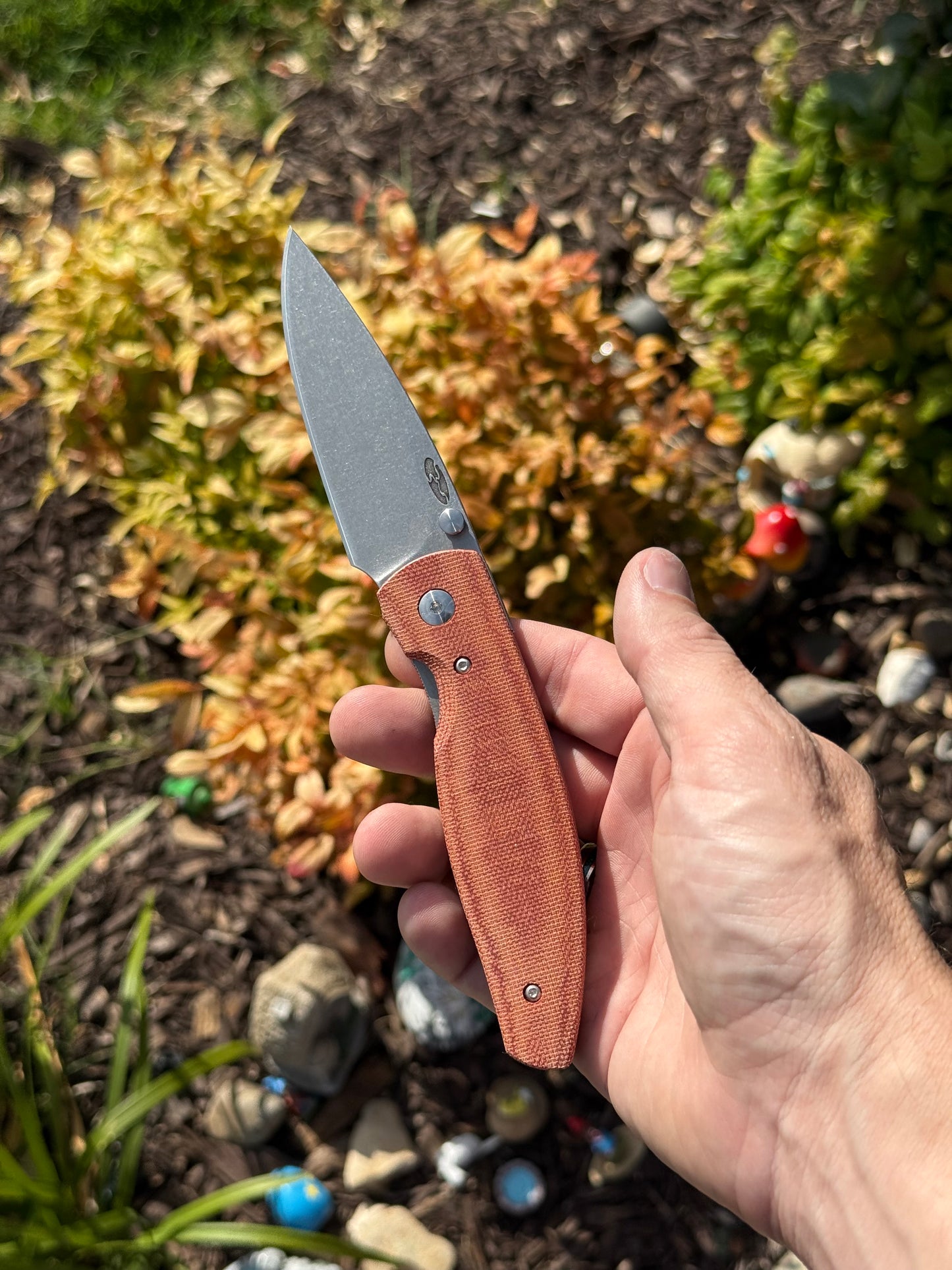 TRM ATOM Linerlock Knife – Autumn Orange Micarta 3D Contoured Scales, MagnaCut Blade – Made in USA