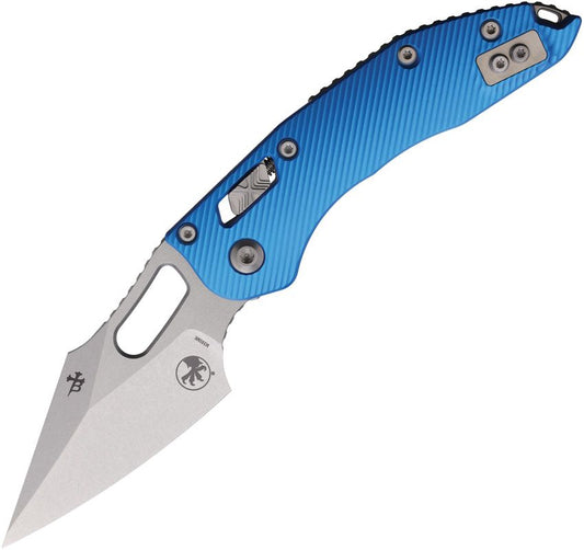 Stitch Ram‑Lok Knife – Blue Fluted Aluminum Handle, M390 MK Blade (Stonewash), RAM‑LOK Bar Lock – Made in USA (MCT18250 / 169RL‑10FLBL)