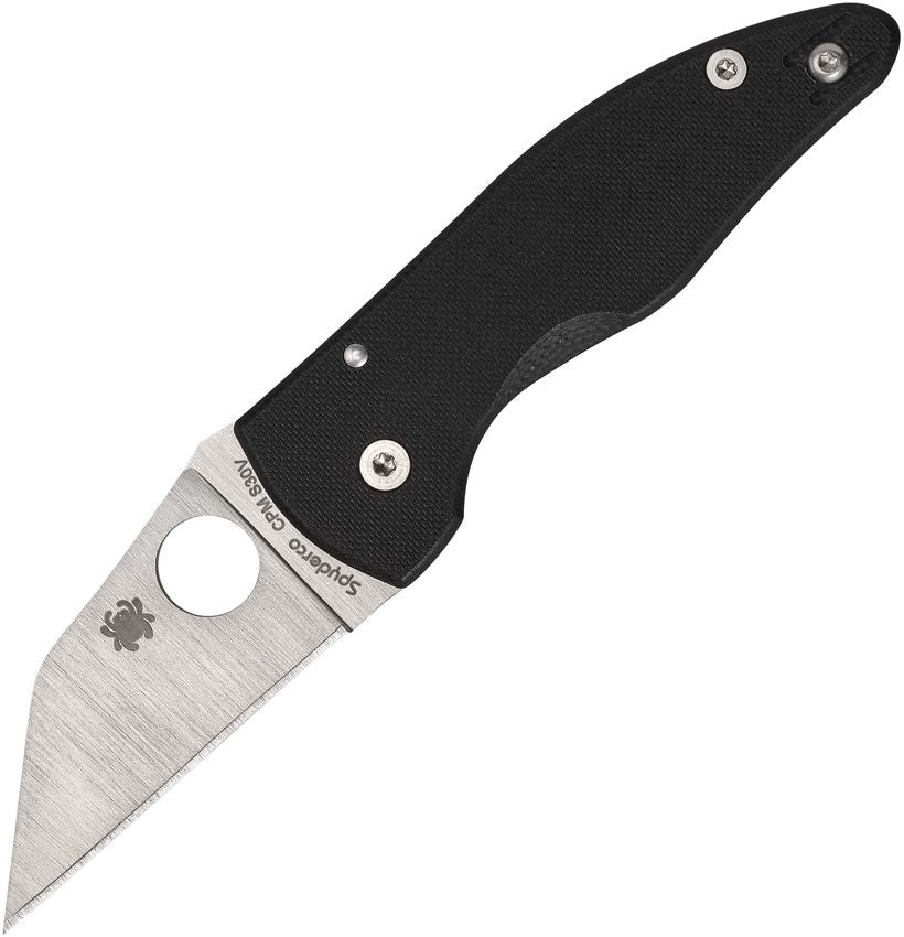 Spyderco MicroJimbo Knife – Black G‑10 Handle, CPM S30V Wharncliffe Blade, Compression Lock – Made in USA (SC264GP)
