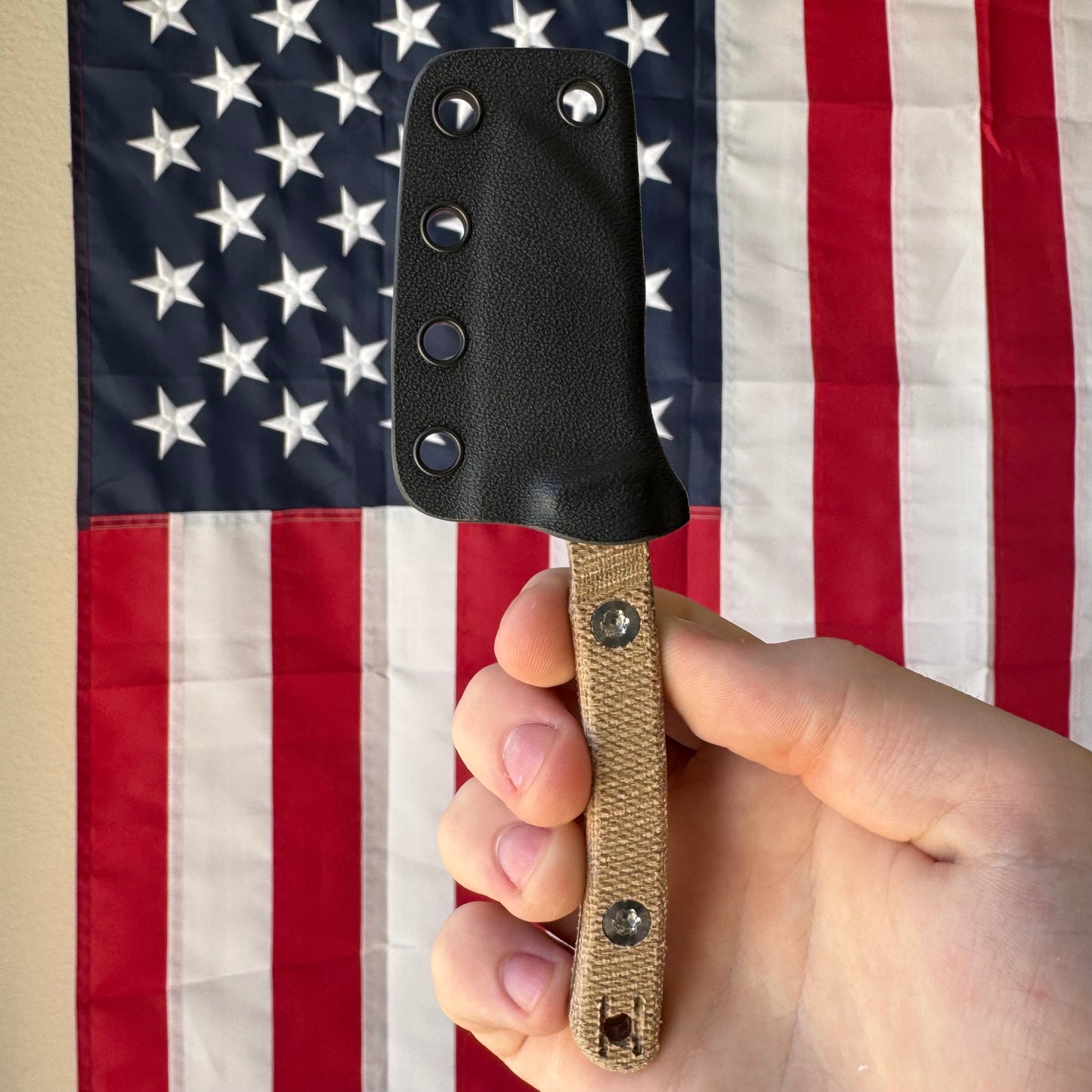 Hellbender Blade Co. Newt 2" Fixed Blade – Natural Micarta, MagnaCut Satin Sheepsfoot, Kydex Sheath – Made in USA