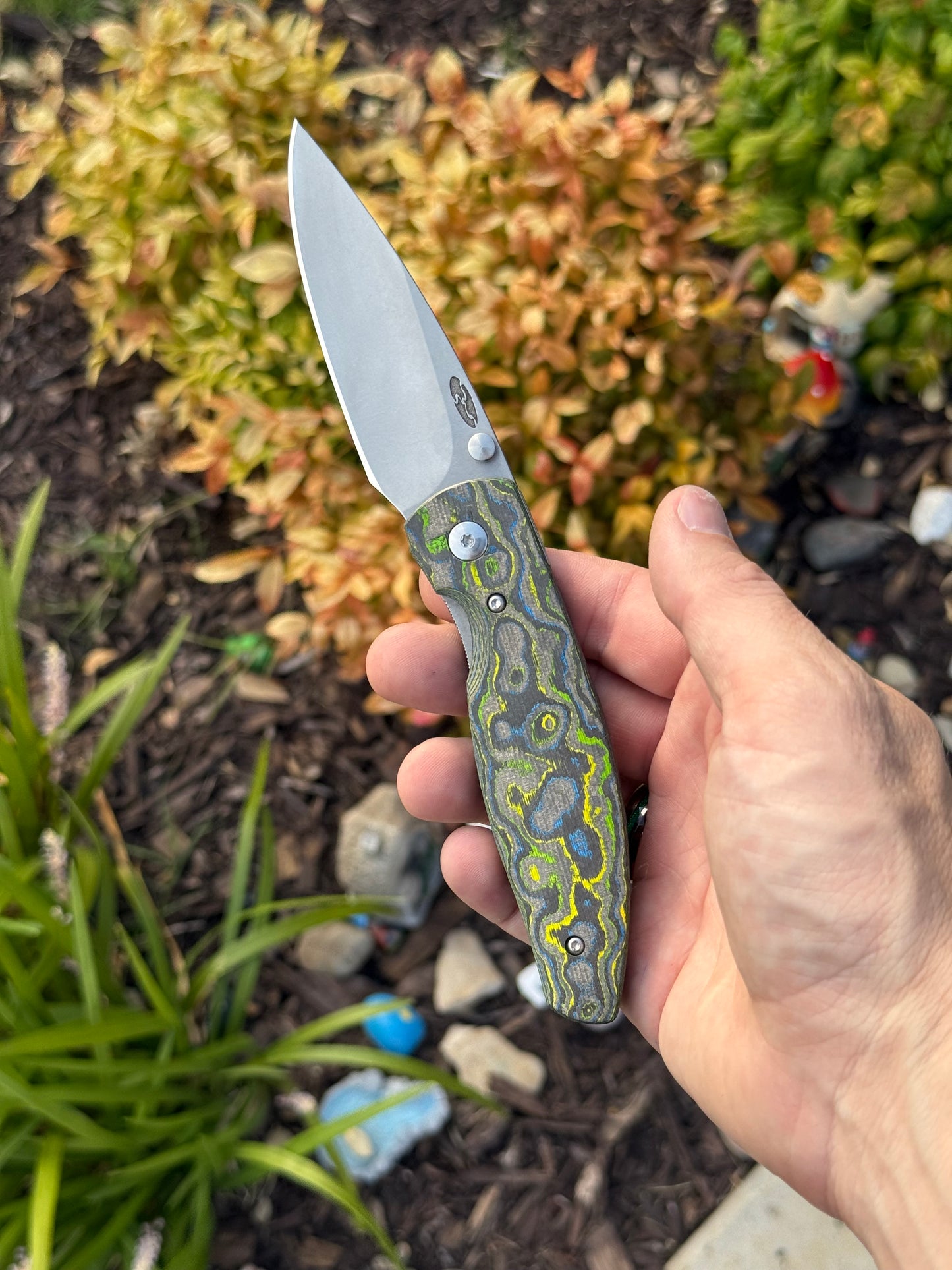 TRM Atom Linerlock – Gecko Camo Carbon 3D Smooth, Custom Hollow‑Ground 20CV Blade – Made in USA