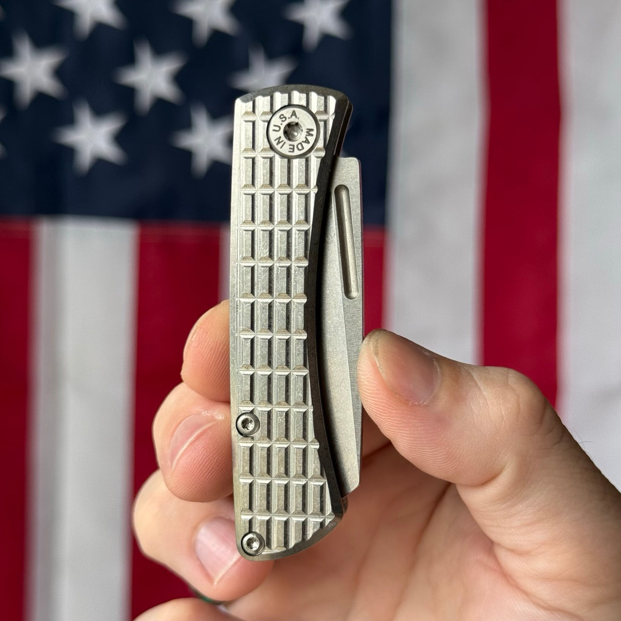 The Back Door: ABW Slip Joint 2.25" – Frag Milled Titanium, MagnaCut Stonewash Wharncliffe – Made in USA (Return)