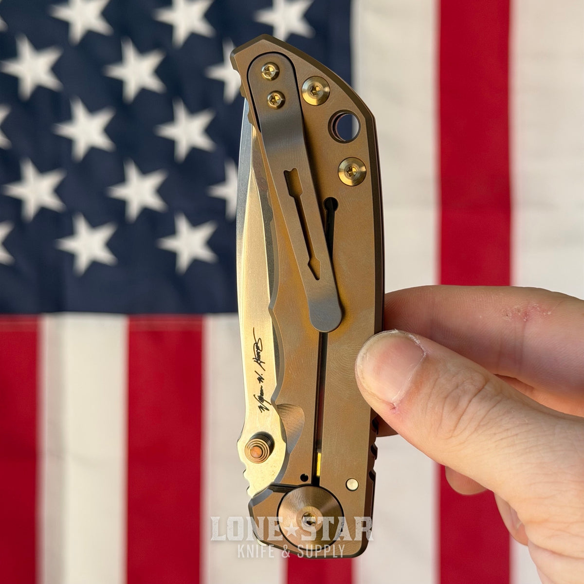 Spartan Blades Harsey Folder SHF - Bronze Anodized Titanium, Bronze Hardware, MagnaCut - Made in USA (SF5BRONZEANO)