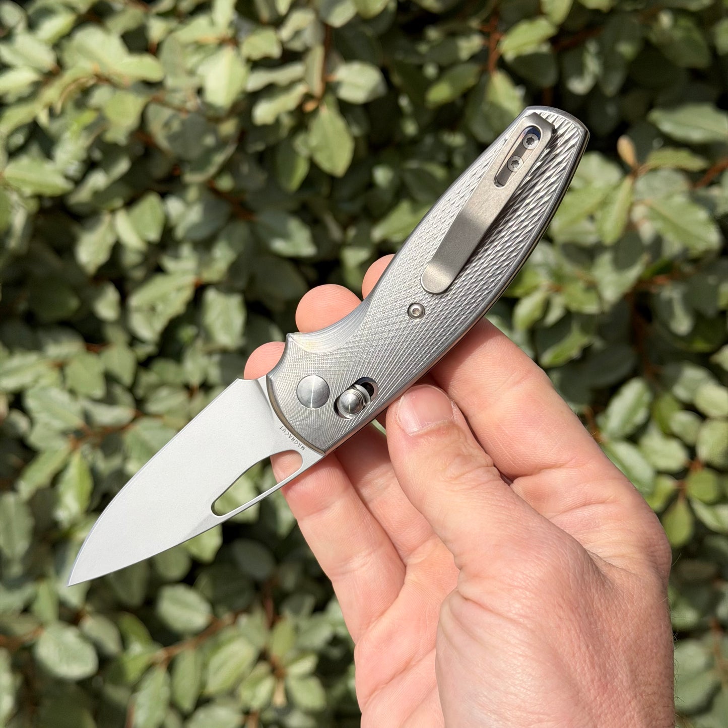 TRM BULLDOG Rev. B Knife – MagnaCut Blade, 3D Contoured Titanium Lizard Skin Scales, River-Lok – Made in USA