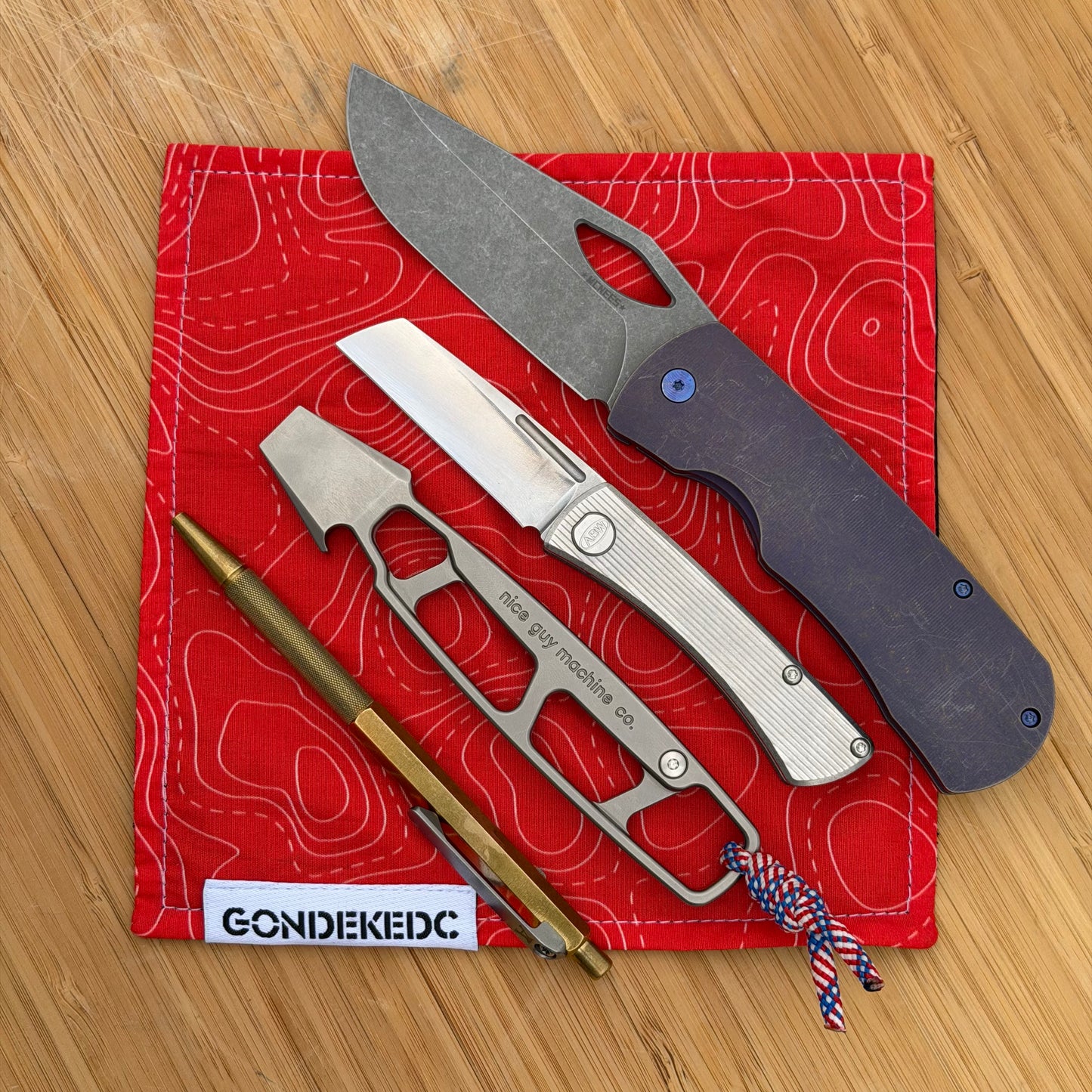 GondekEDC Topo 2.0 Red Hamilton Hank 7x7 – Cotton & Microfiber Handkerchief – Made in USA