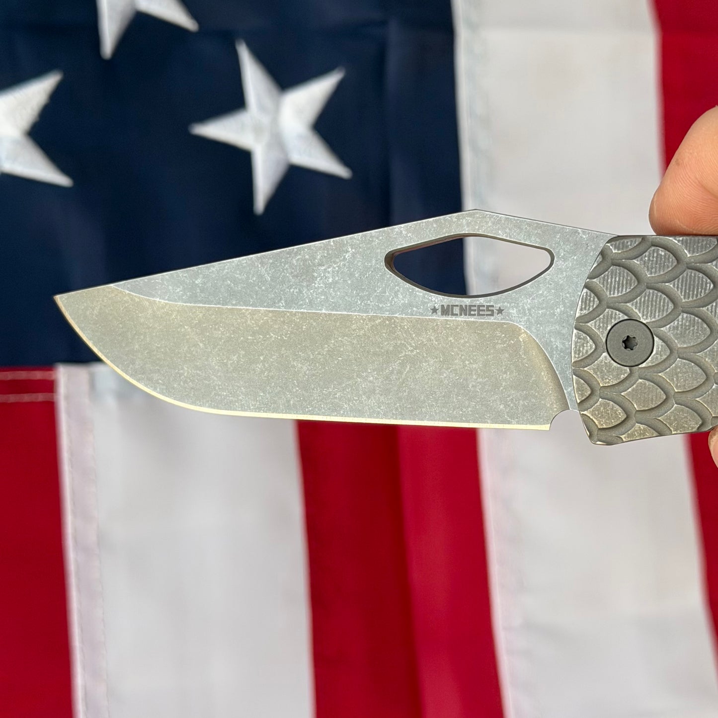 McNees Dixon 3.75″ Knife – Dragonscale Raw Titanium, MagnaCut Atomic Stonewash, Frame Lock – Made in USA (2507)