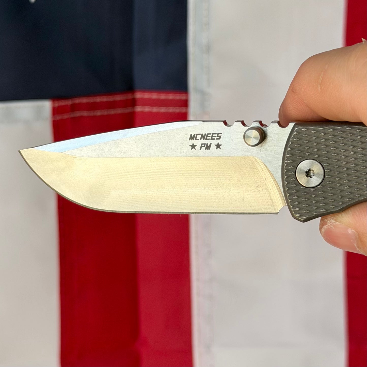 McNees PM MAC2 3″ Knife – Diamond Titanium, MagnaCut Satin Blade, Frame Lock – Made in USA (2535)