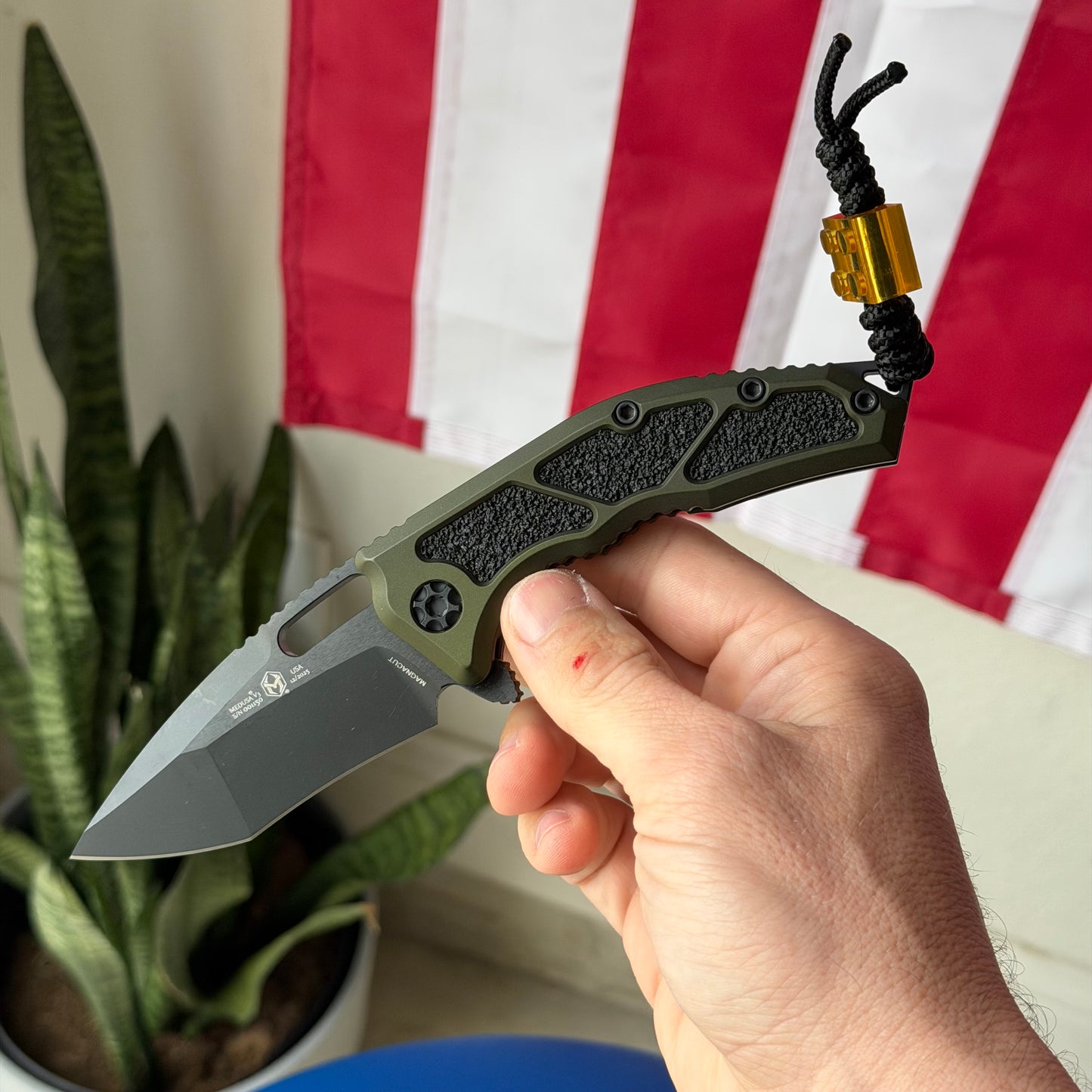 The Back Door: Heretic Medusa Manual RE DLC OD Green Tactical, 3″ MagnaCut Recurve Blade, Made in USA (H010-6A-GRN) (Return)