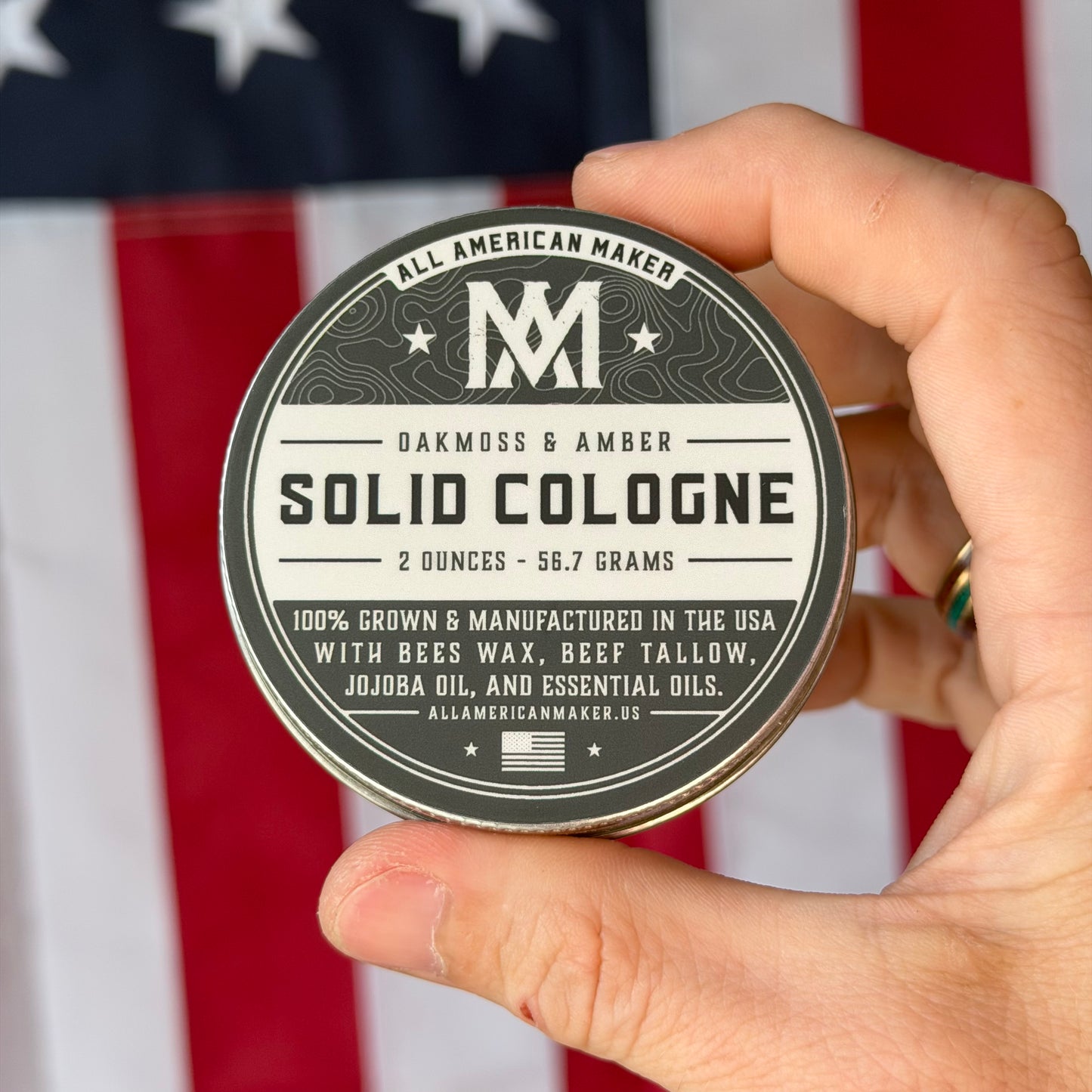 All American Maker Oakmoss & Amber Solid Cologne 2oz – Made in USA