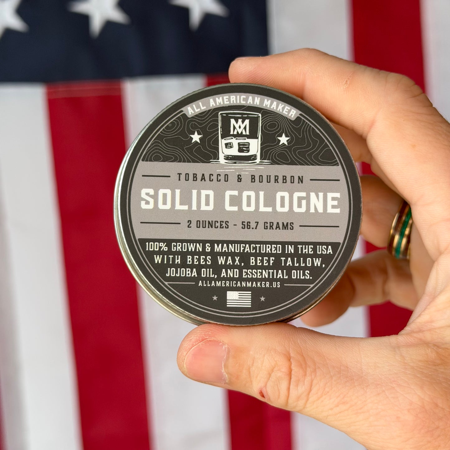 All American Maker Tobacco & Bourbon Solid Cologne 2oz – Made in USA