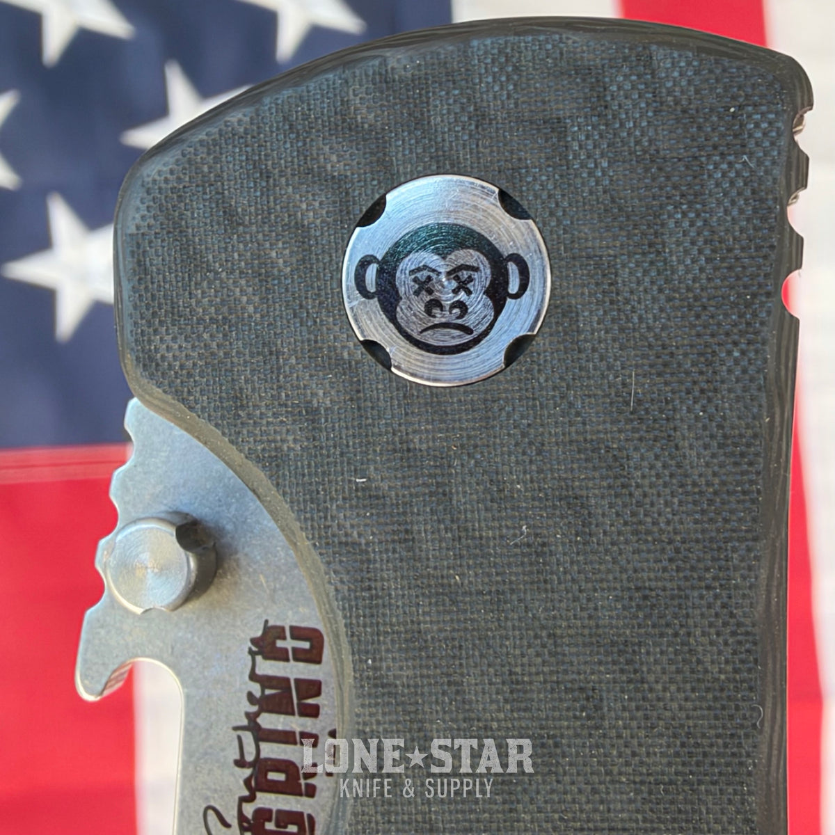 The Back Door: Southern Grind Bad Monkey - Black Carbon Fiber, 3.875" 14C28N Satin Tanto, Emerson Wave - Made in USA (SG02050008) (Trade In)