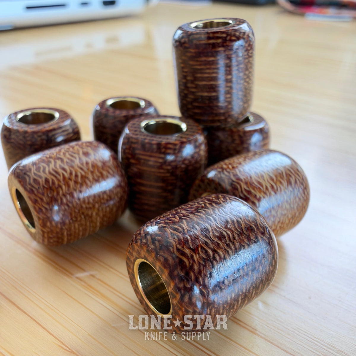GTF Barrel Lanyard Bead, Vintage Detroit Micarta, Brass Tube, Made in USA (GTF-BEAD-BARREL)