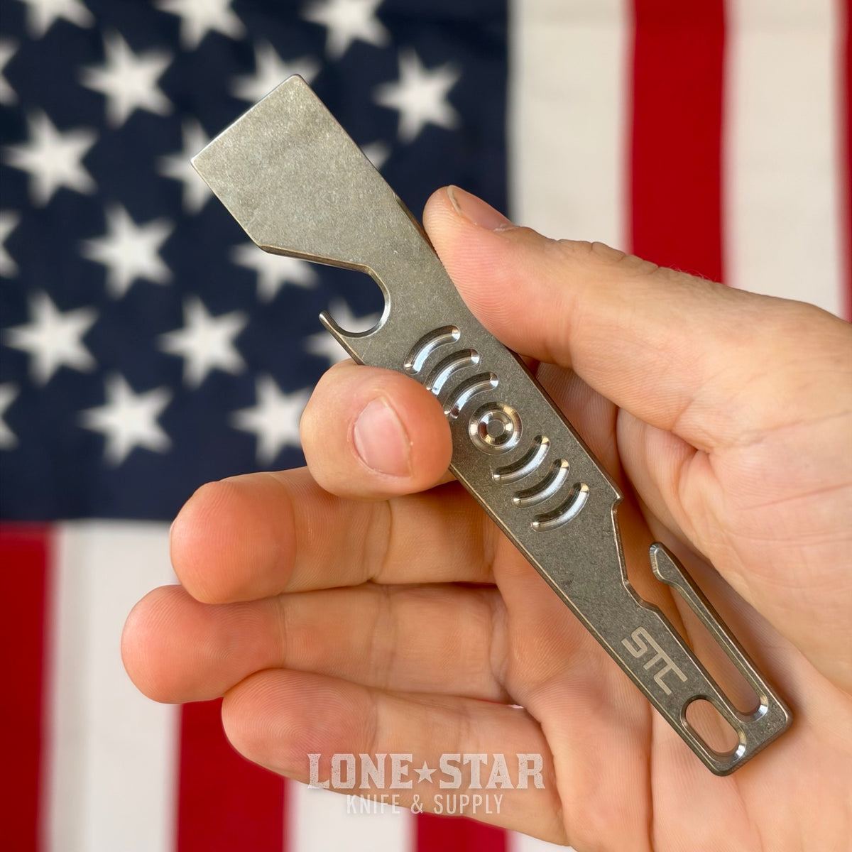 Stevens Tool Co. PR001 EDC Pry Bar, 5" Grade 5 Titanium, Bright Stonewashed, Made in USA (STC-PR001-BRIGHTSW)