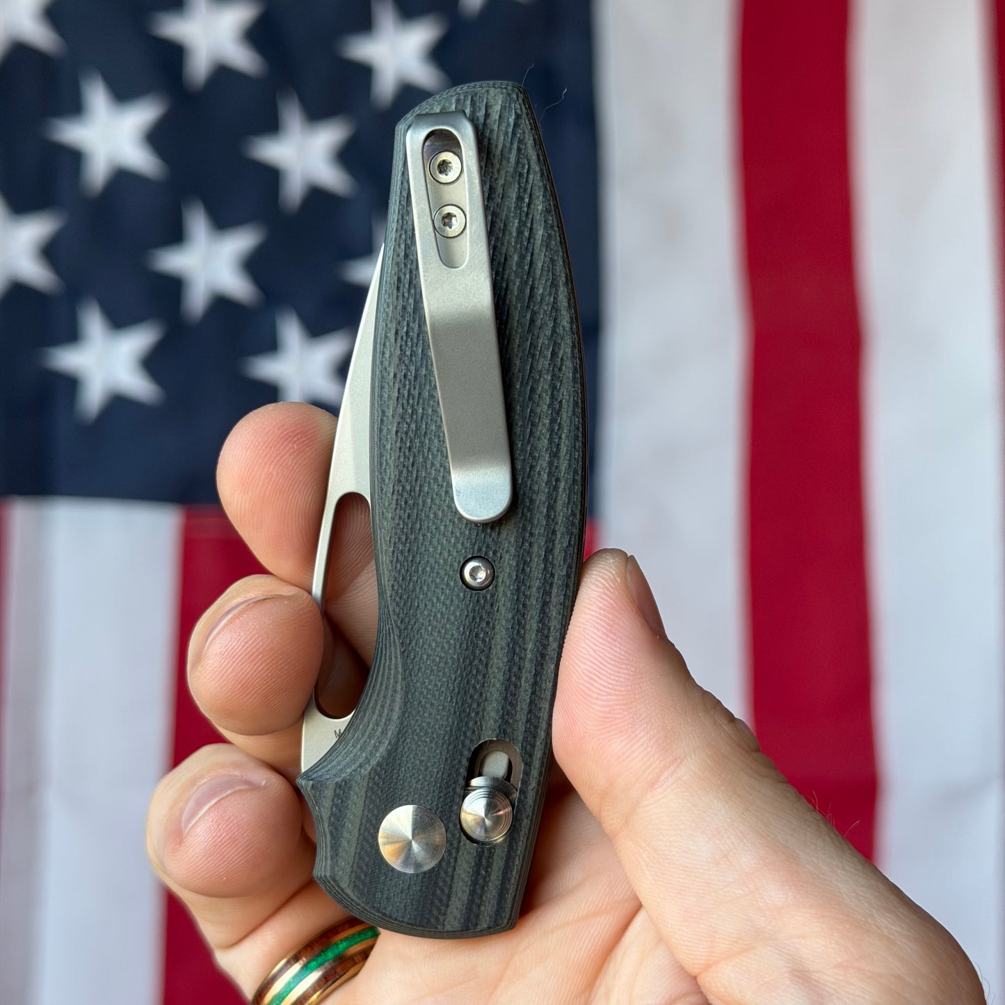 TRM BULLDOG Rev B 2.95" River-LOK – OD Green & Black G10 3D Lizard Skin, MagnaCut – Made in USA