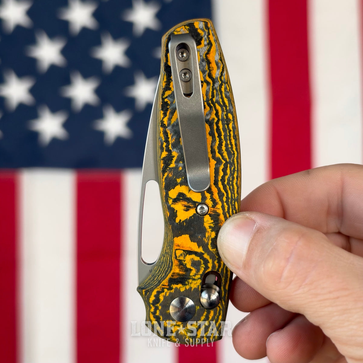 TRM BULLDOG Rev B 2.95" River-LOK, Neon Orange Camo Carbon 3D Contoured Smooth, MagnaCut, Made in USA (DLR-BD-REVB-CCNEONOR)