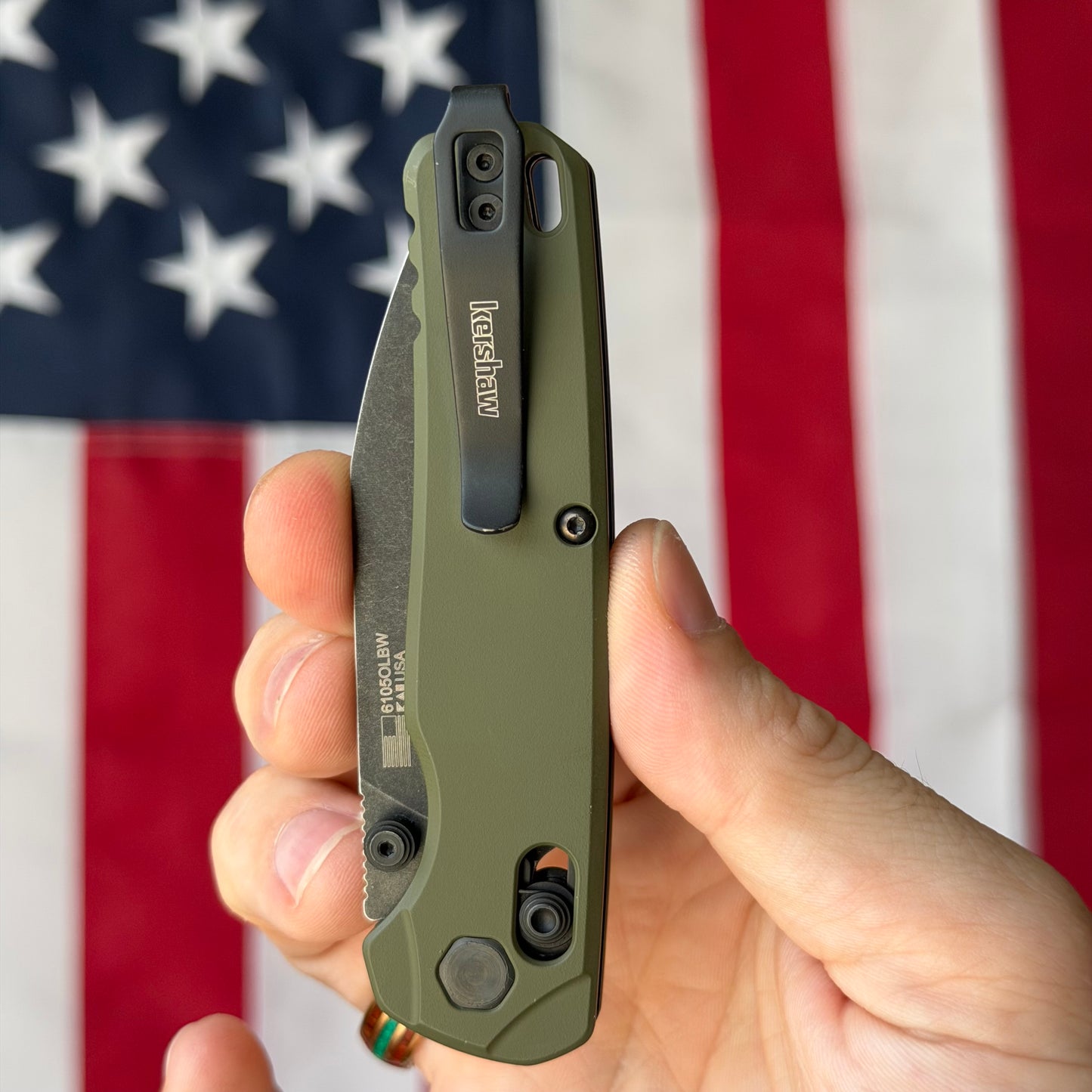 The Back Door: Used – Kershaw Bel Air 6105OLBW 3.1" DuraLock – OD Green, MagnaCut BlackWash, No Box – Made in USA