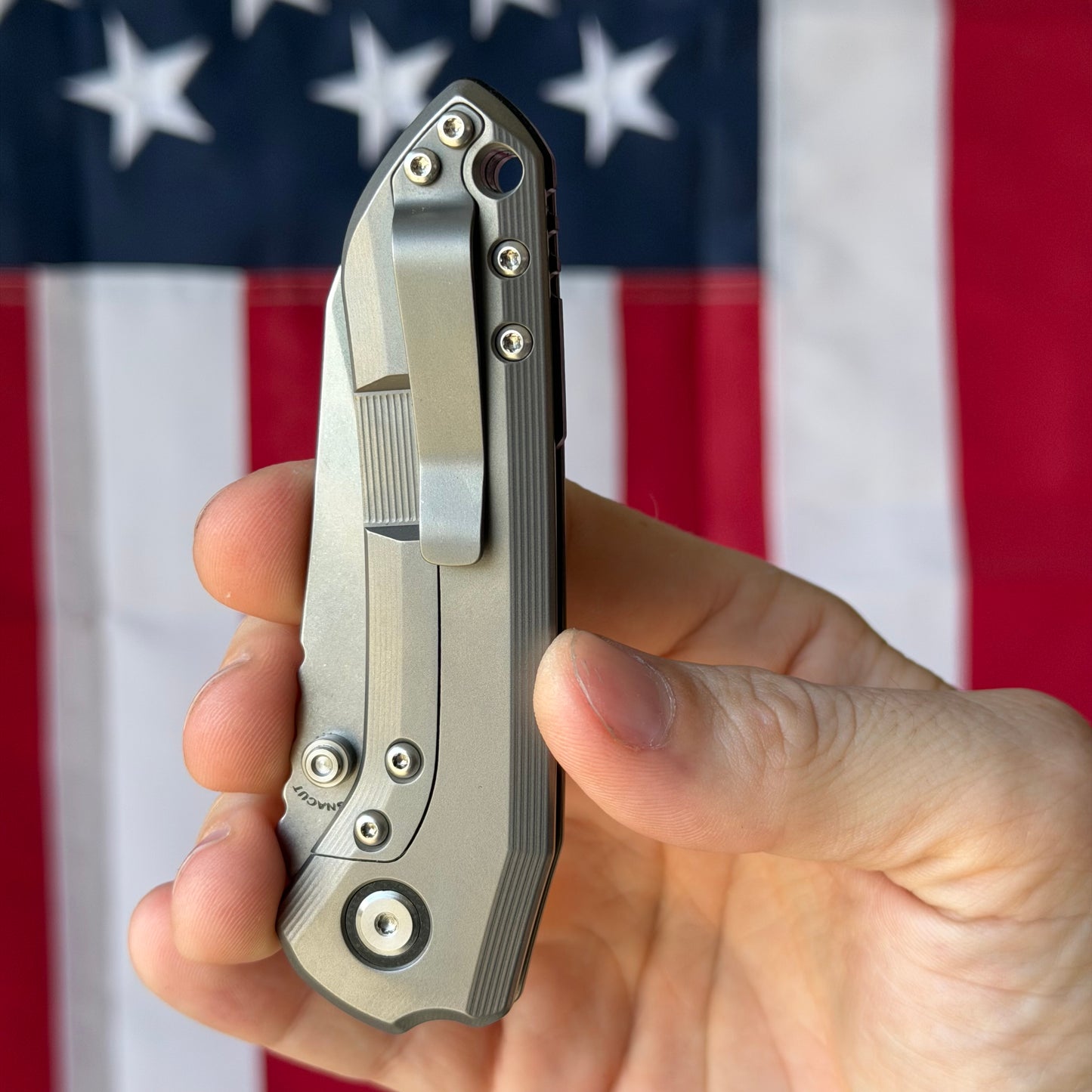 Millit Overland Folder 3.17″ Ti Frame Lock – Full Titanium Handle, Black Backspacer & Pivot Collar, Magnacut Sheepsfoot – Made in USA