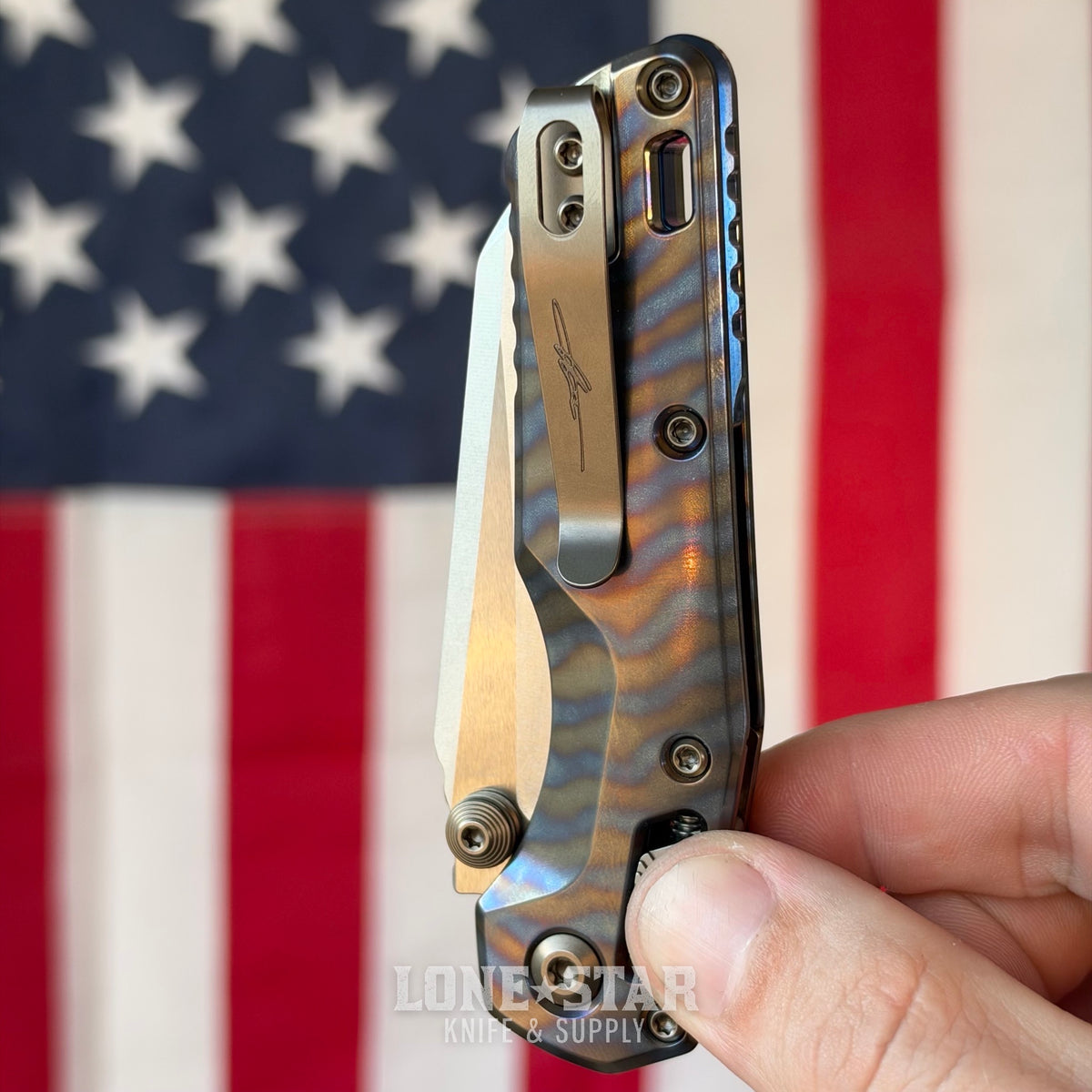 The Back Door: Microtech MSI Mini Ram-Lok - Marfione Select, Titanium, M390MK Stonewash - Made in USA (210M-10MS13) (Trade In)