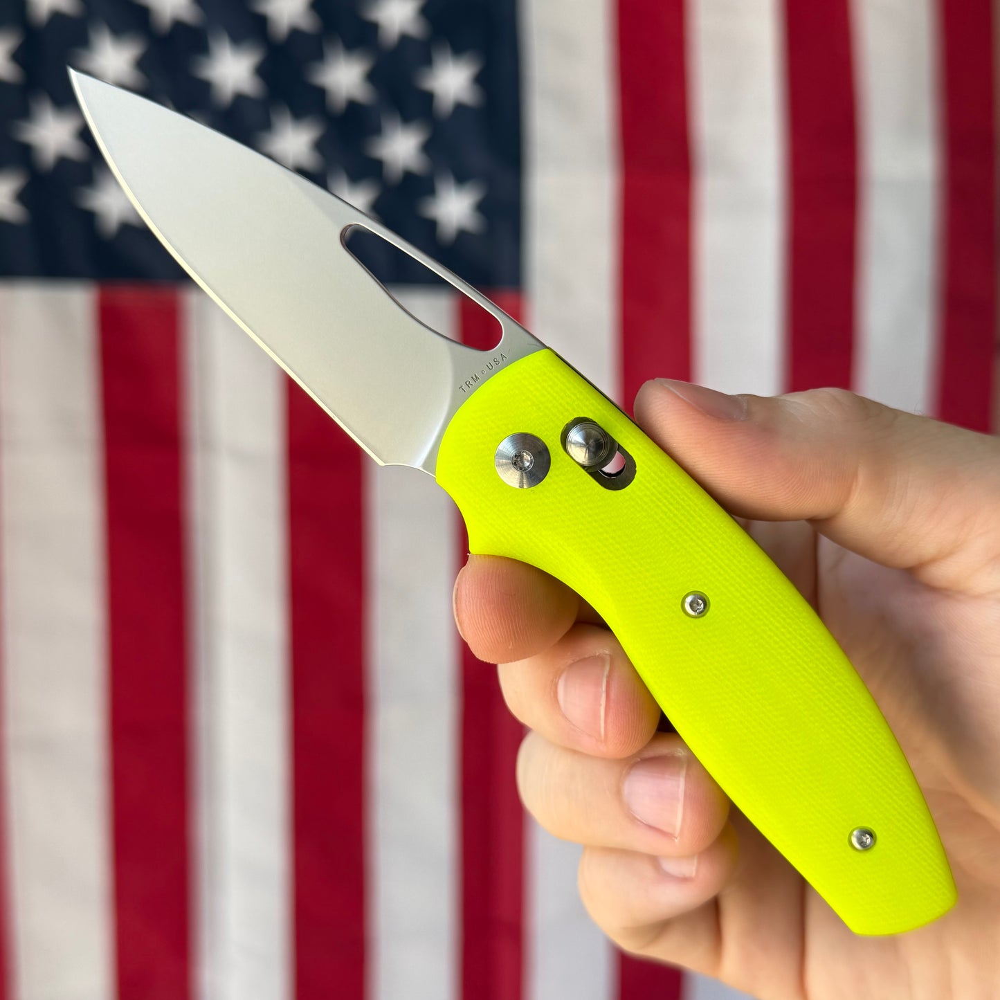 TRM BULLDOG Rev B 2.95" River-LOK – Safety Yellow G10 3D, MagnaCut – Made in USA