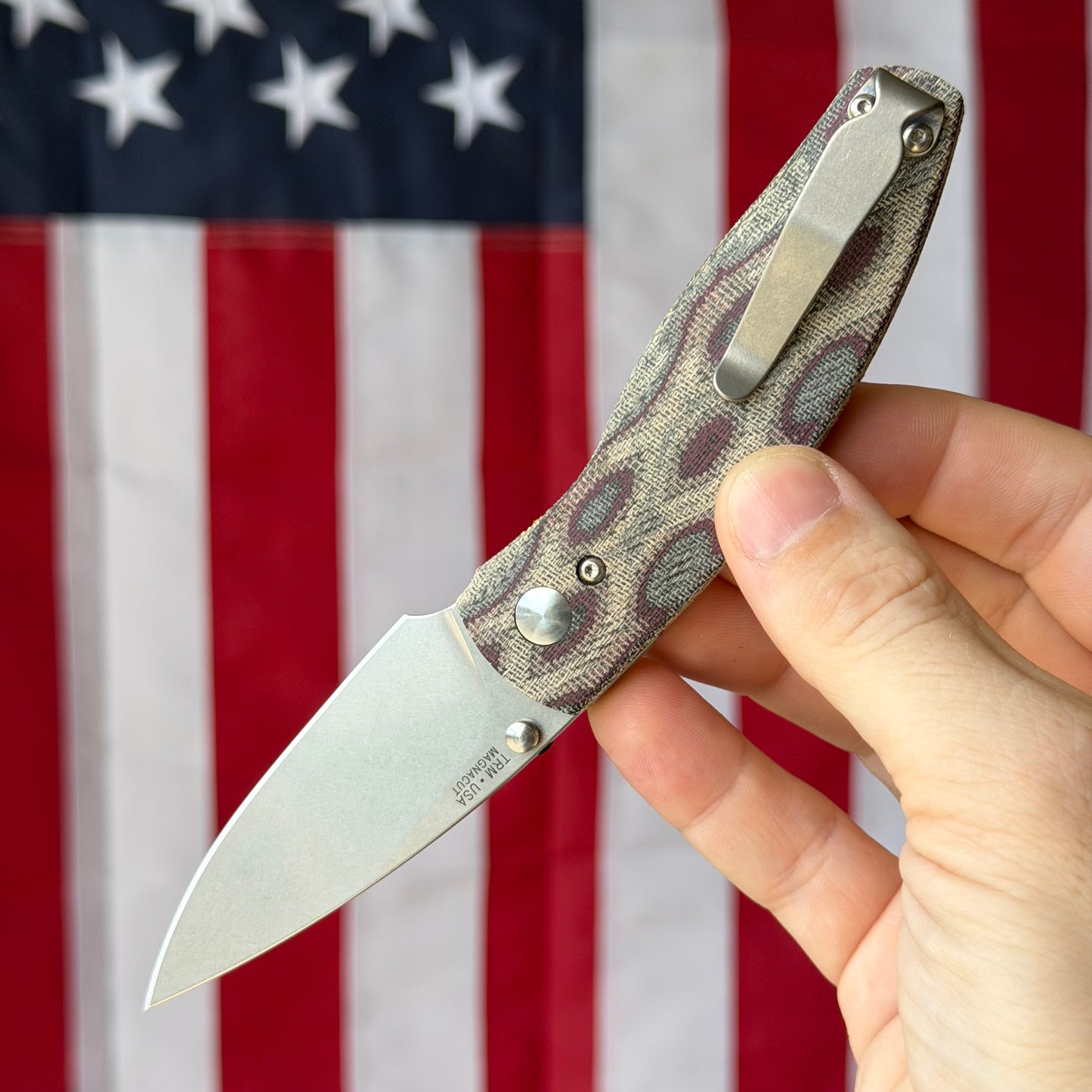 TRM NEUTRON 2 3" Linerlock – Python Micarta 3D Contoured, MagnaCut Tumbled – Made in USA