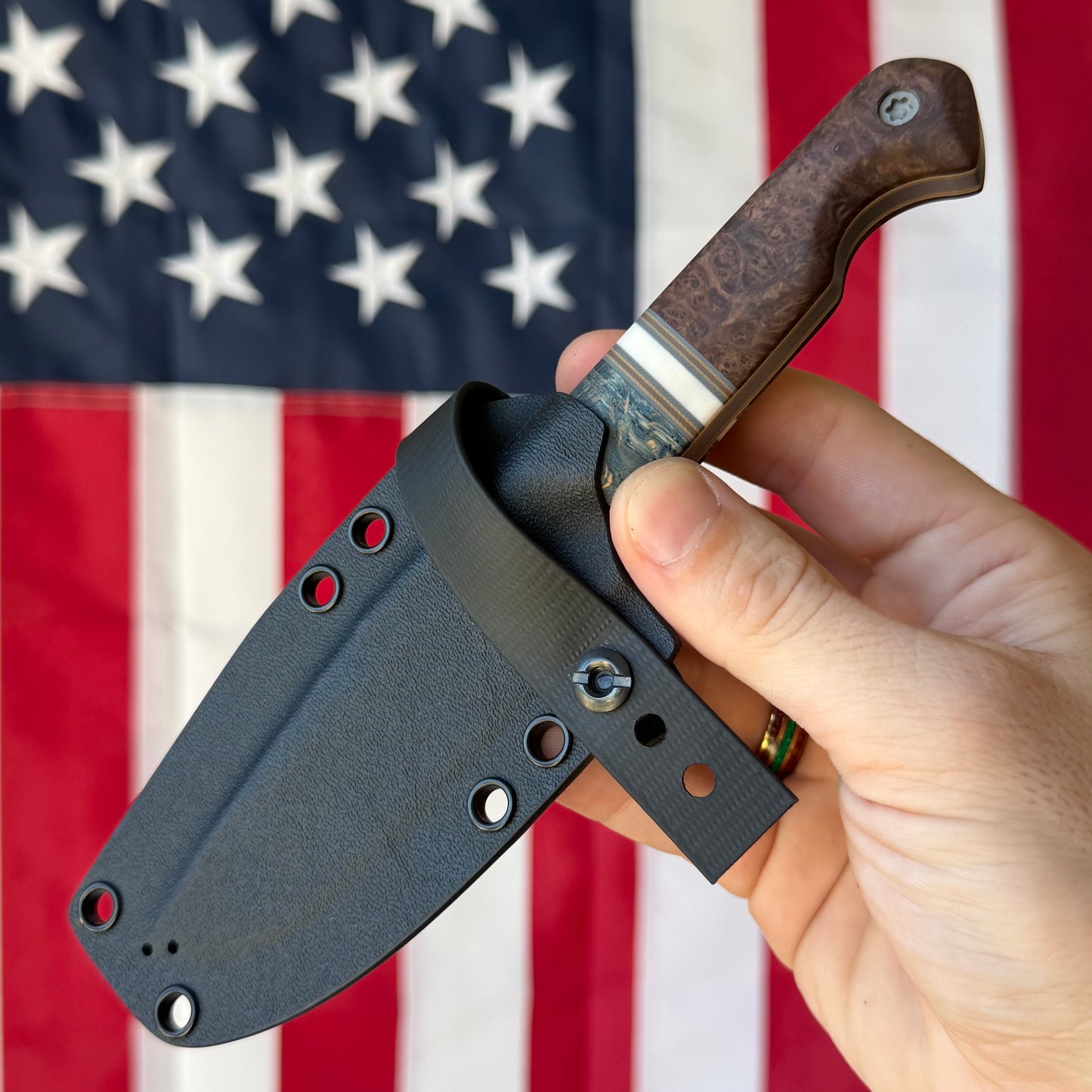 Sojourner Nomad Custom 3.5" Fixed Blade – Flying Shark Scales, CPM MagnaCut – Made in USA