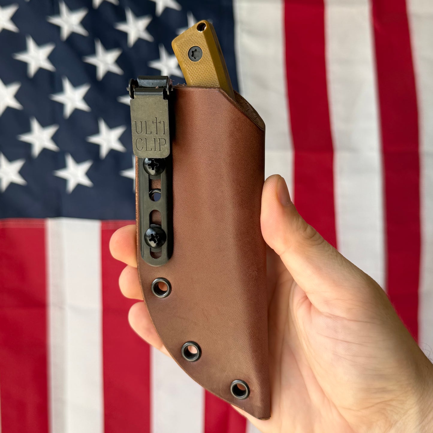 Townsend Knife Co. Lil T 3" Fixed Blade – 52100, Tan G10, Leather Sheath – Made in USA