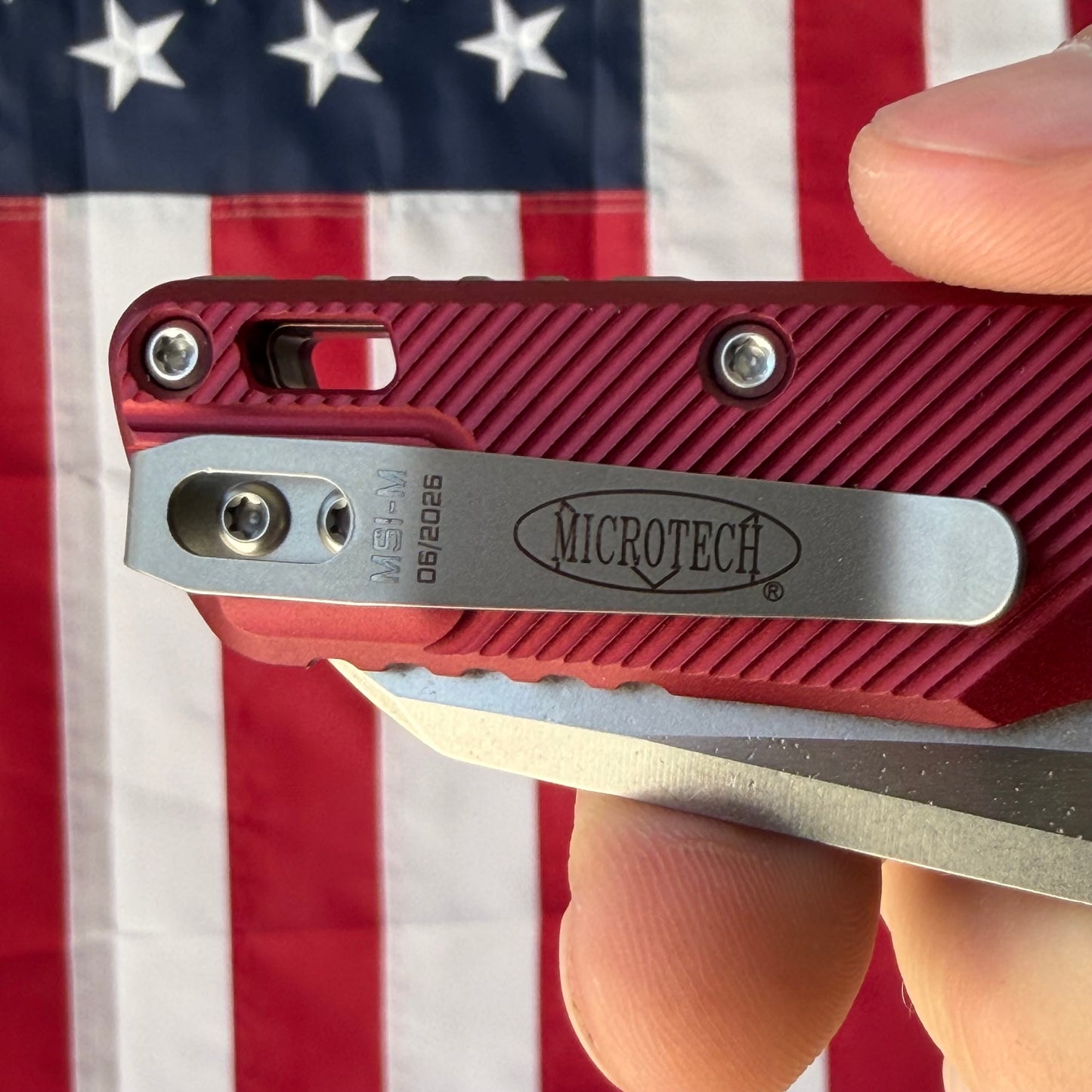 Microtech MSI Mini RAM-LOK - Merlot Fluted Aluminum, M390MK Stonewash - Made in USA (210M-10FLMR)
