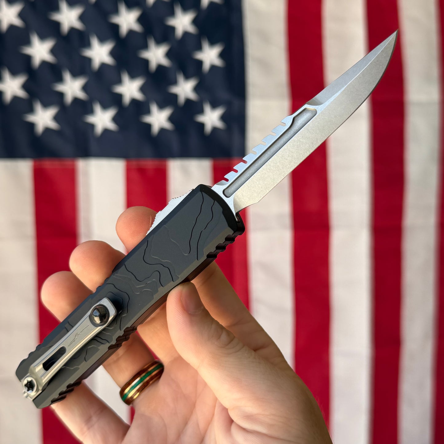 Microtech MSI Mini RAM-LOK - Merlot Fluted Aluminum, M390MK Stonewash - Made in USA (210M-10FLMR)