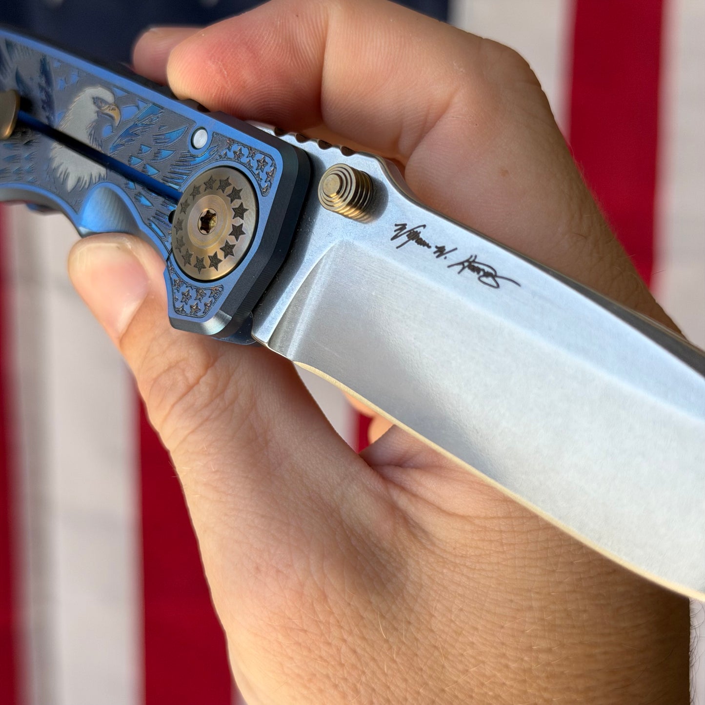 Spartan Blades Uncle Sam Special Edition Harsey Folder SHF - Engraved Titanium - Made in USA (SF5USAM)