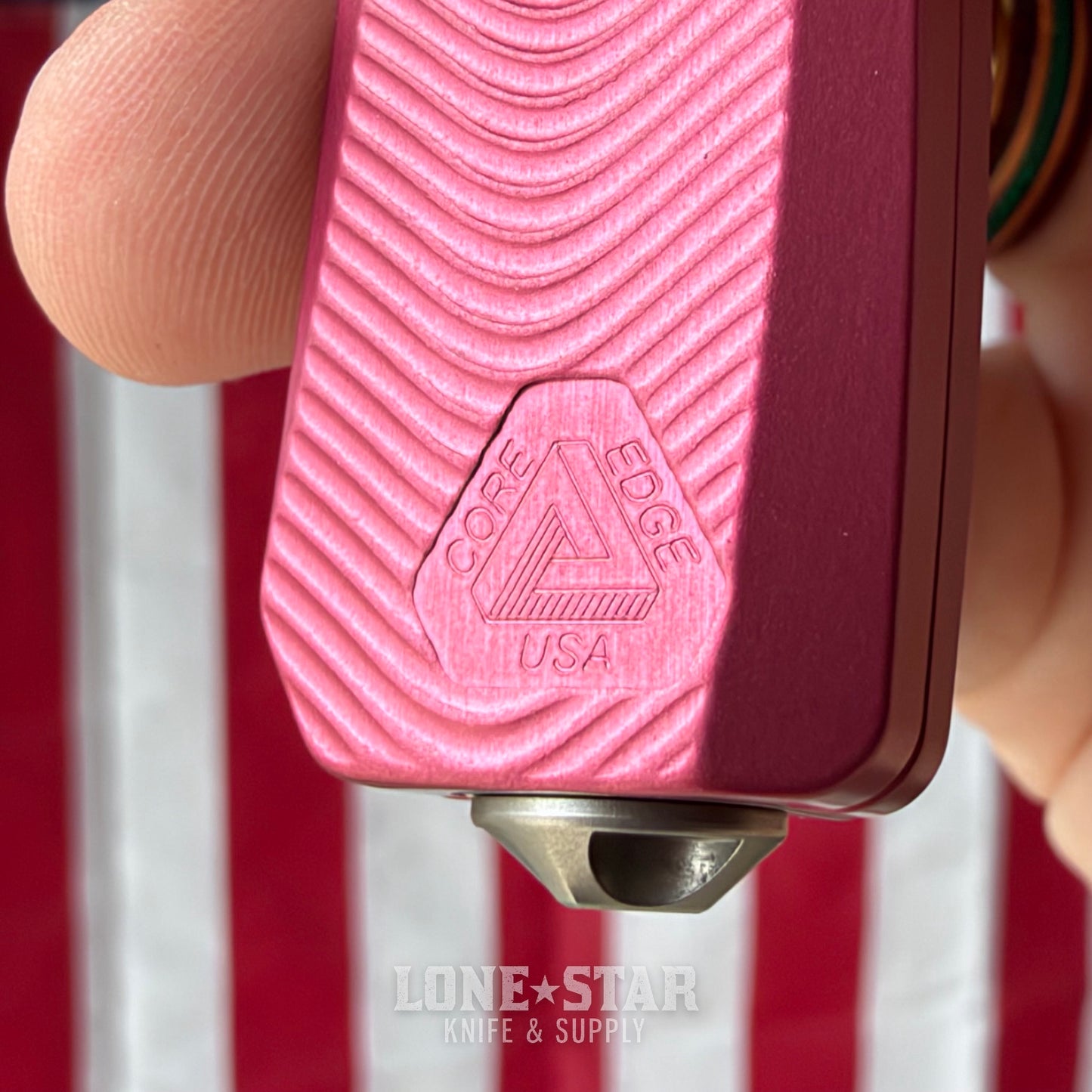 Core Edge USA 0331 Pulsar OTF Auto Knife - Light Garnet Aluminum, 3.35" MagnaCut Drop Point, Single Edge - Made in USA