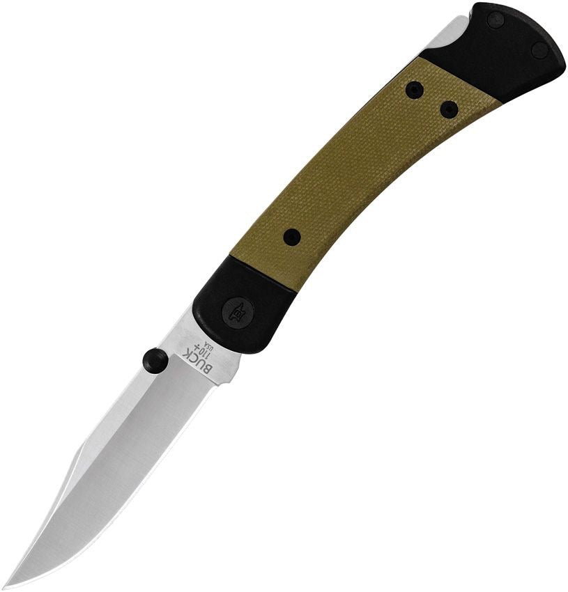 110 Hunter Sport Lockback Knife – CPM S30V Blade, Black Anodized Aluminum with Green Micarta Inlay – Made in USA (BU110GRS5)