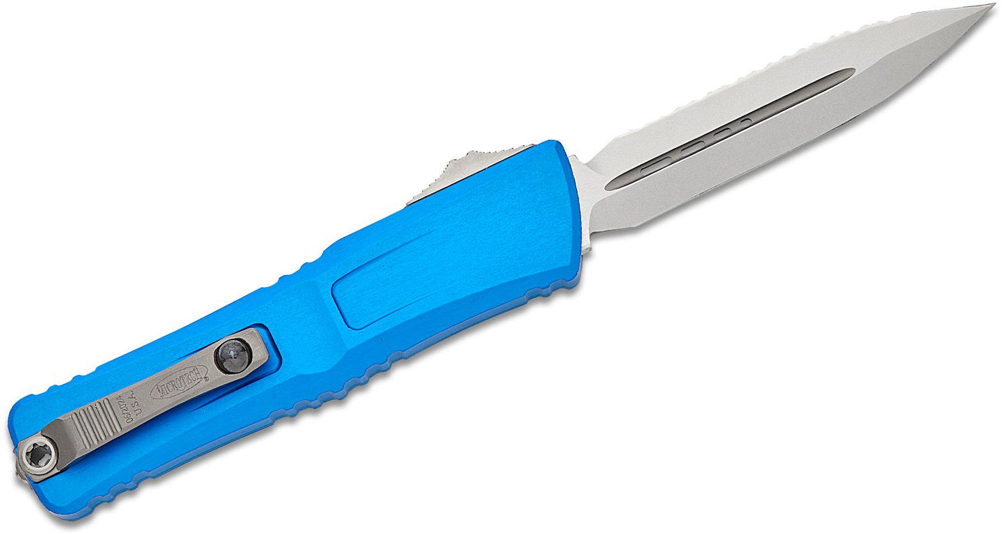 Combat Troodon Gen III D/E OTF Knife Blue Aluminum (3.8" SW Full Serr)
