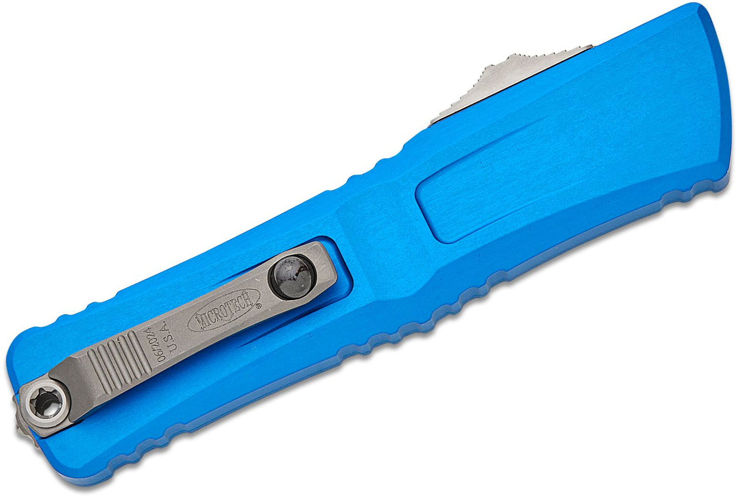 Combat Troodon Gen III D/E OTF Knife Blue Aluminum (3.8" SW Full Serr)